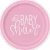 Pink Hearts Baby Shower 9" Plates