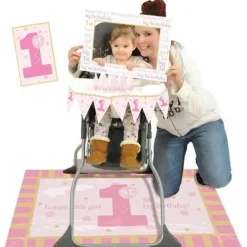 Pink 1st Birthday High Chair Decorating Kit