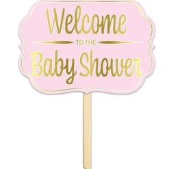 Pink Welcome Baby Shower Yard Sign
