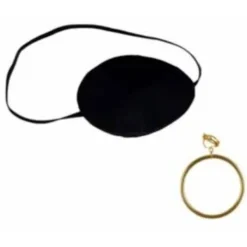 Pirate Eye Patch with Plastic Gold Earring