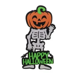 Pumpkin Head Skeleton Halloween Sign