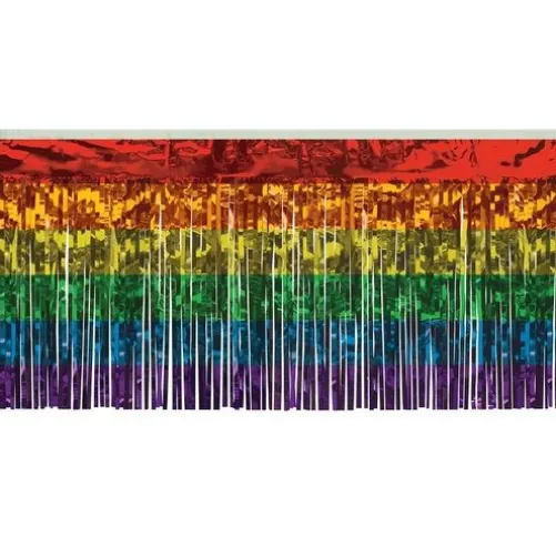Rainbow Metallic Fringe Drape