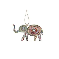 Recycled Material Elephant Ornament