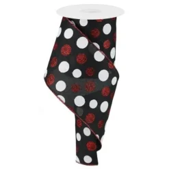 Red and White Dot Black Ribbon