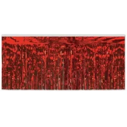 Red Metallic Fringe Table Skirt
