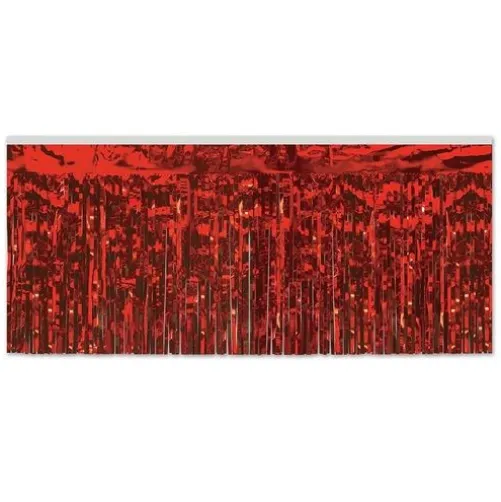 Red Metallic Fringe Table Skirt