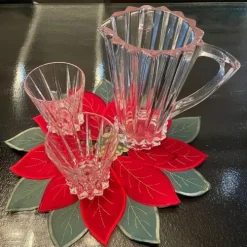 14" Red Poinsettia Doily