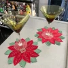 8" Red Poinsettia Doily