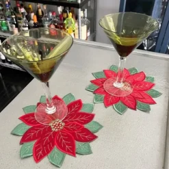 8" Red Poinsettia Doily