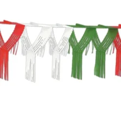 Red-White-Green Drop Fringe Garland