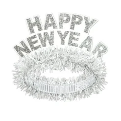 Silver and White Fringed New Years Tiara