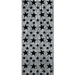 Silver Curtain with Black Stars