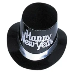 Silver Happy New Year Top Hat