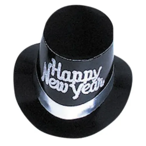 Silver Happy New Year Top Hat
