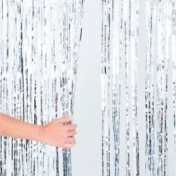 Silver Metallic Fringe Curtain