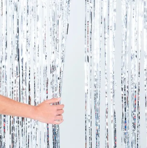 Silver Metallic Fringe Curtain