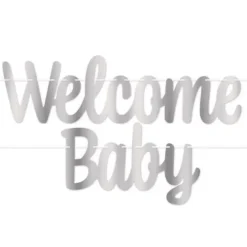 Silver Welcome Baby Streamer