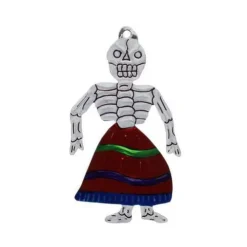 Skeleton with Colorful Skirt Tin Ornament