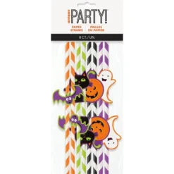 Striped Halloween Paper Straws