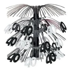 40th Black & Silver Cascade Centerpiece