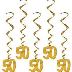 50th Gold Metallic Whirls
