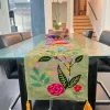 Velvet Embroidered Green Table Runner