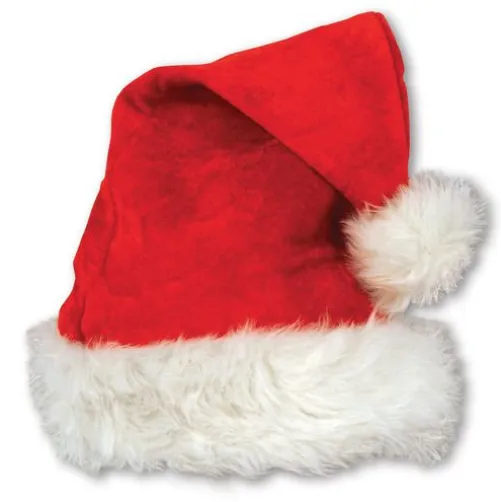 Velvet Santa Hat with Plush Trim