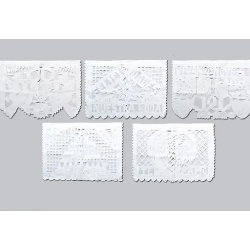 Wedding Plastic Picado Banner - White