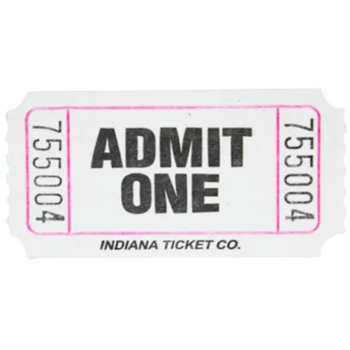 White Admit One Ticket Roll
