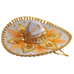 White and Gold Mariachi Sombrero