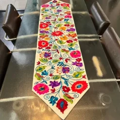 White Floral Table Runner