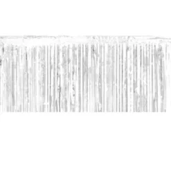 White Metallic Fringe Table Skirt