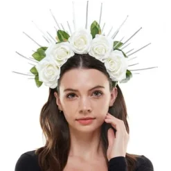 White Polyester Rose Crown
